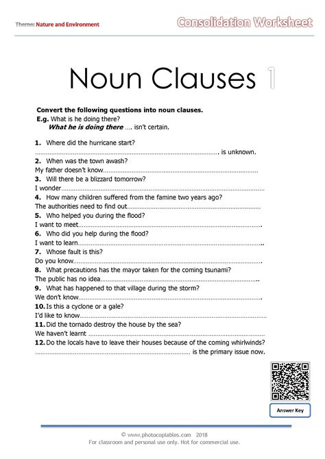 Clause Worksheets Noun Clause Worksheet - Noun Clause Worksheet