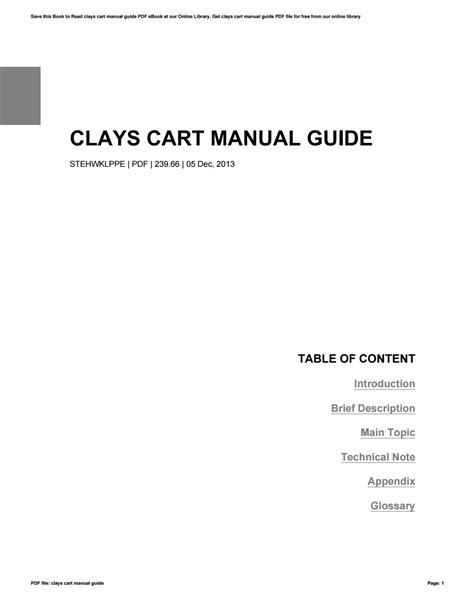 Read Online Clays Cart Manual Guide 