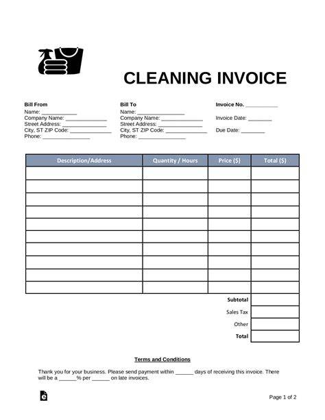 cleaning invoice sample