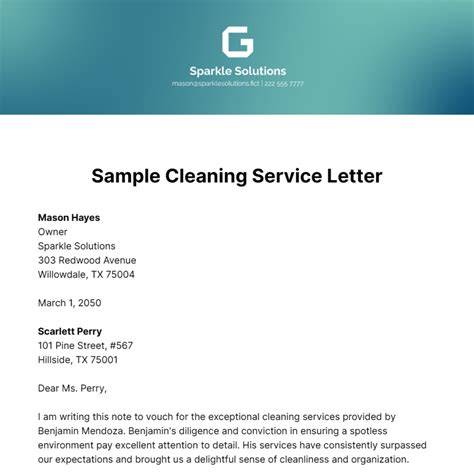cleaning service letter sample