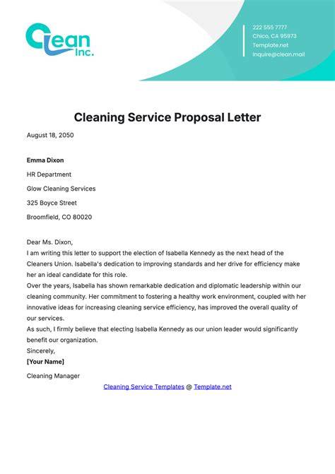 cleaning service proposal letter