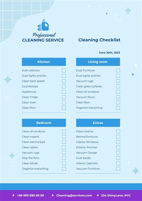 Cleaning Services Checklist Template