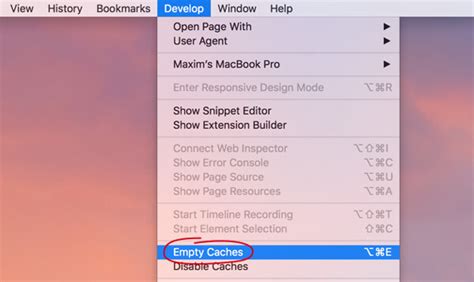 clear cache in mac safari