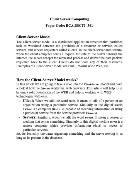 Client Server Computing Bca Notes
