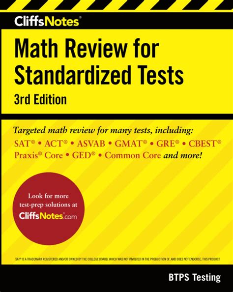 Cliffsnotes Math Review For Standardized Tests 3rd