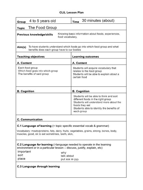 Read Online Clil A Lesson Plan 