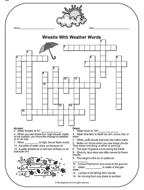 Climate Amp Weather 4th Grade Crossword Puzzle Crossword Puzzle 4th Grade - Crossword Puzzle 4th Grade