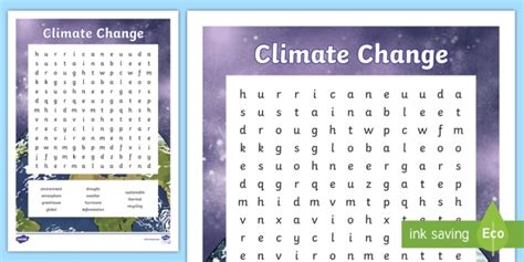 Climate Change Word Search Answer Key