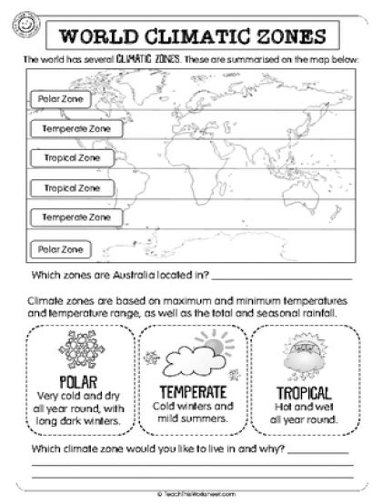 Climate Zones Map Printable Geography 6th 12th Grade Climate Zones Worksheet - Climate Zones Worksheet