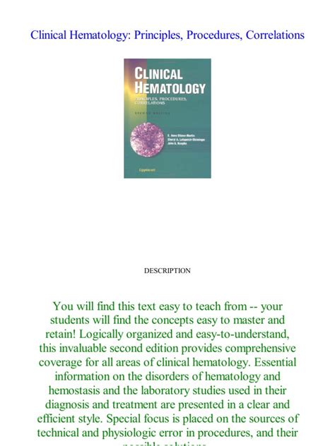 Clinical Hematology Principles Procedures Correlations