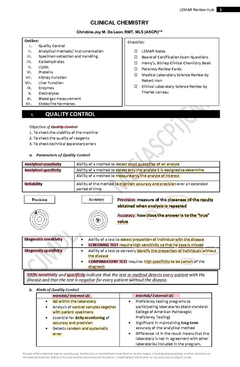 Read Clinical Chemistry Study Guide 