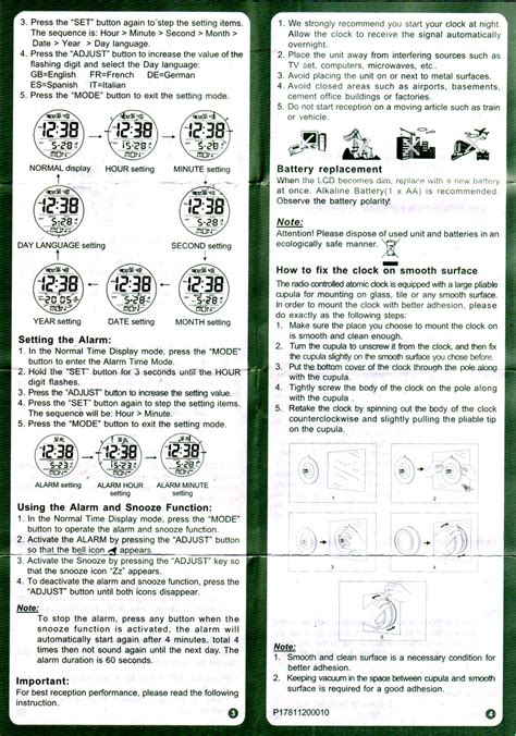 clock instructions for model number 99414 fc infiniti