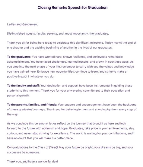 Closing Remarks For Graduation