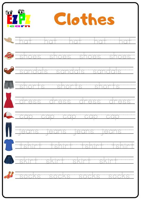 Clothing Tracing Worksheets The Teaching Aunt Preschool Clothes Worksheet For Kindergarten - Preschool Clothes Worksheet For Kindergarten
