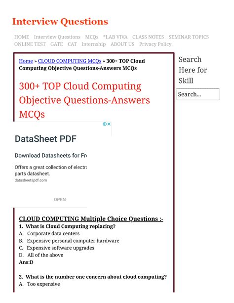 Read Online Cloud Computing Objective Type Questions And Answers 