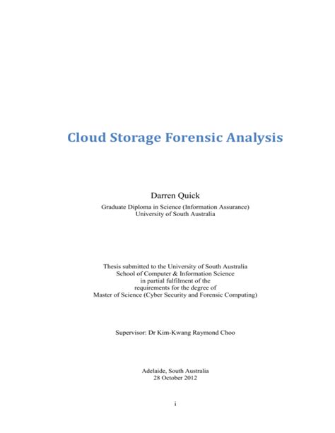 Download Cloud Storage Forensic Analysis University Of South 