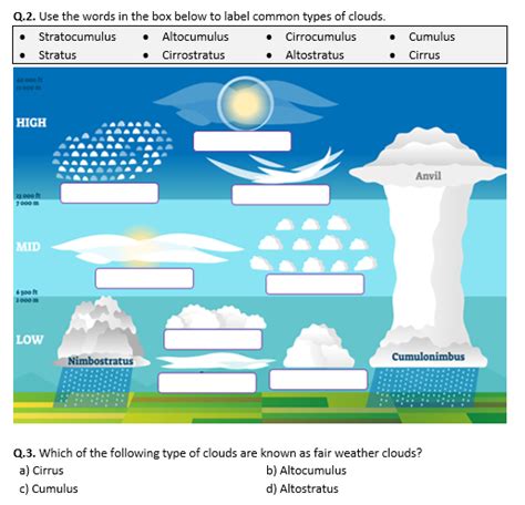 Clouds Types Of Clouds Worksheet Distance Learning Types Of Clouds Worksheet Answer Key - Types Of Clouds Worksheet Answer Key