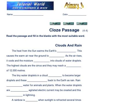 Cloze Worksheets Cloud Cloze Worksheet Answers - Cloud Cloze Worksheet Answers