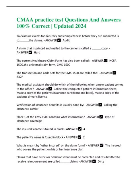 Download Cmaa Practice Test Questions 