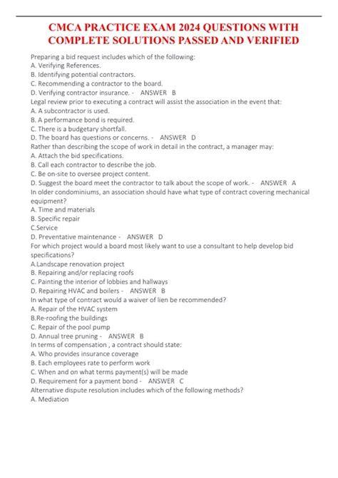 cmca exam questions