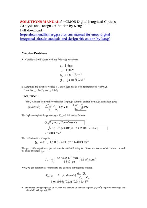 Full Download Cmos Digital Integrated Circuits Kang Solution Manual 