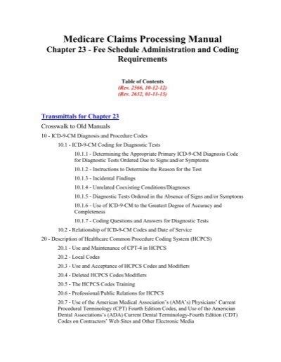 Read Online Cms Claims Processing Manual Chapter 23 