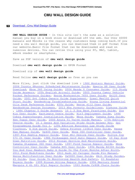 Read Cmu Wall Design Guide 