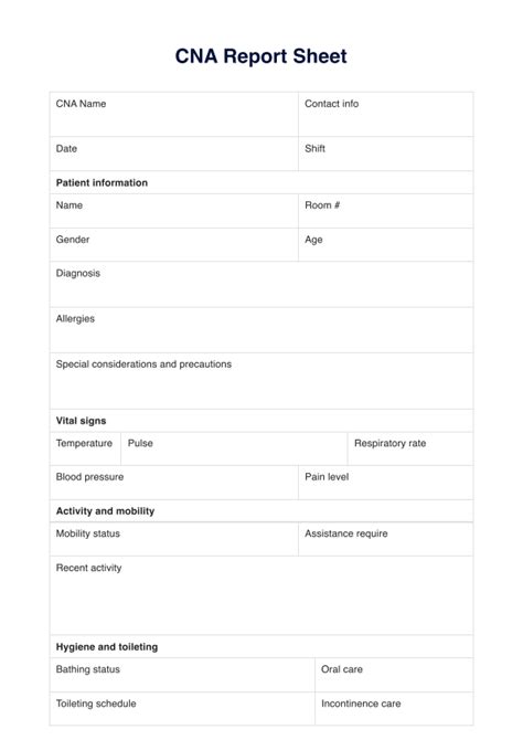 Cna Documentation Sheets