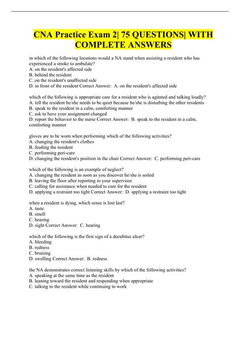Cna Exam Questions