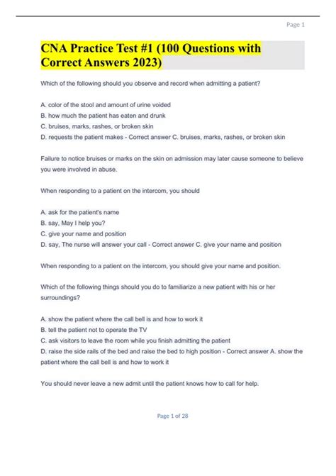 Cna Practice Test 2023