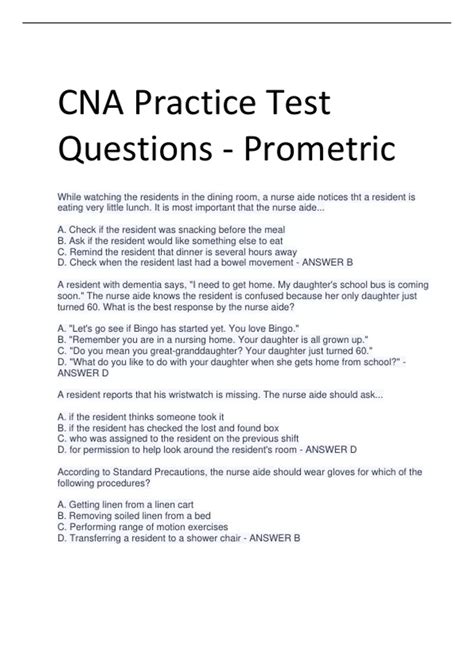 Cna Test Practice