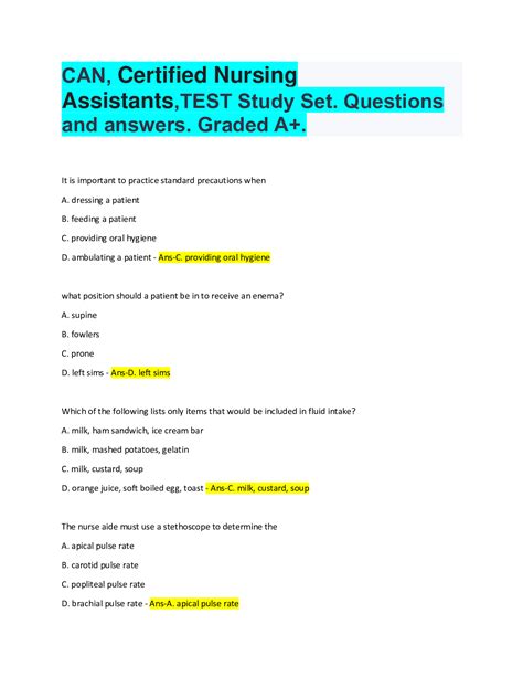 Read Online Cna Pre Employment Test And Answers 