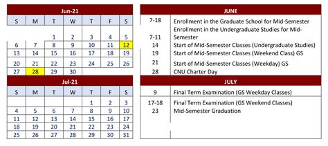 Cnu Academic Calendar