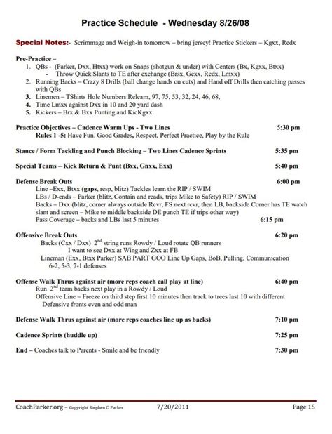 Download Coach Parker 2008 Youth Football Practice Plans 