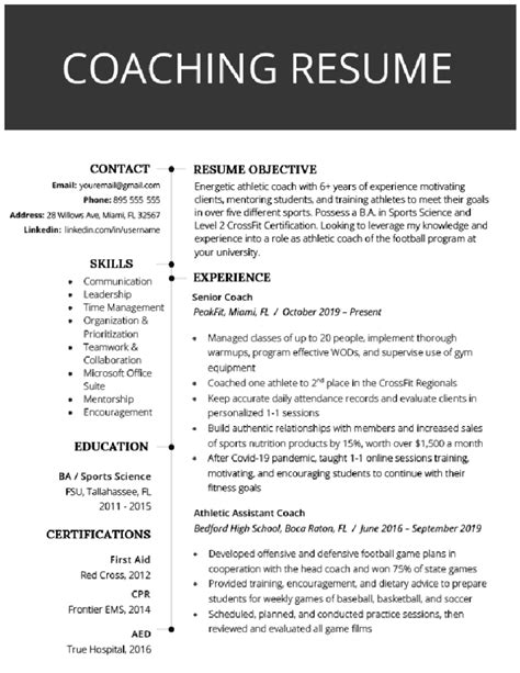 Coaching Free Resume Examples Amp Templates 2023 Coaching Resume - Coaching Resume
