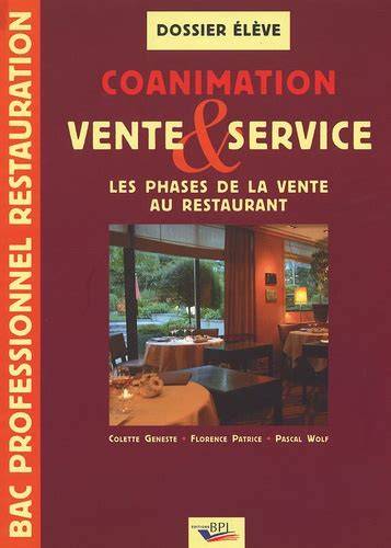 coanimation vente service bac pro restauration le