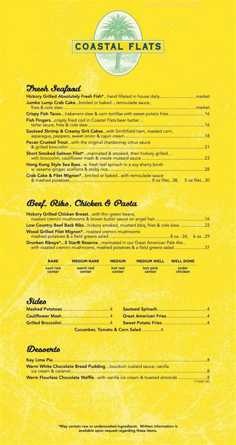 Coastal Flats Menu