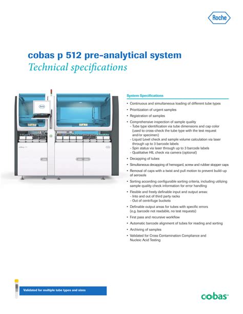 cobas p 512 PreAnalytical System Technical Specifications