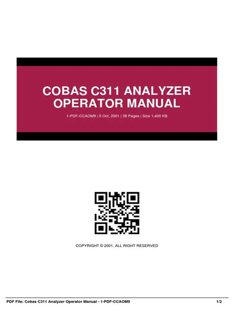 Read Cobas C311 Analyzer Operator Manual File Type Pdf 