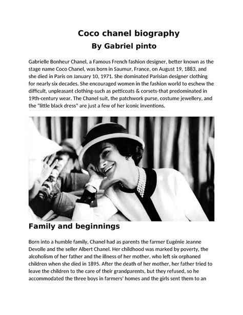 coco chanel biography summary examples