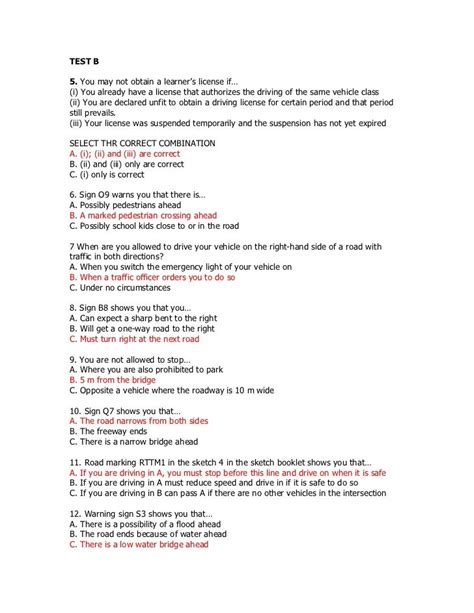 code 8 learners test questions and answers