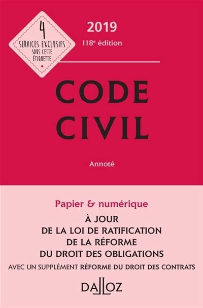 code civil 2019 annota c a dition limita c e 118e