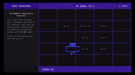 Code Crunchers A Game For Learning Javascript Math Math Crunch - Math Crunch