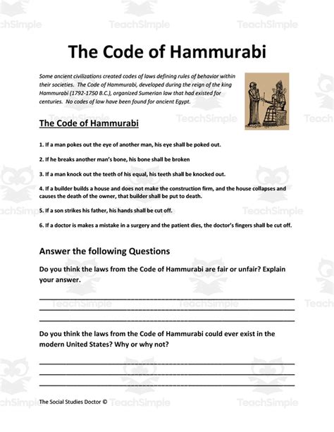 Code Of Hammurabi Worksheets Learny Kids The Code Of Hammurabi Worksheet Answers - The Code Of Hammurabi Worksheet Answers