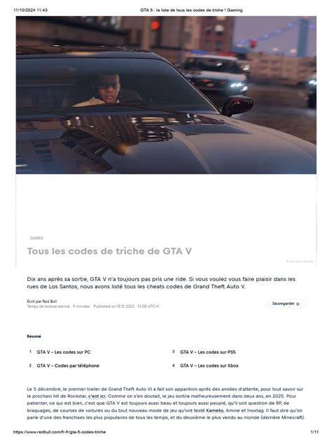 Code Triche Gta V
