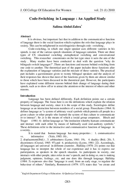 Read Online Code Switching In Language An Applied Study 