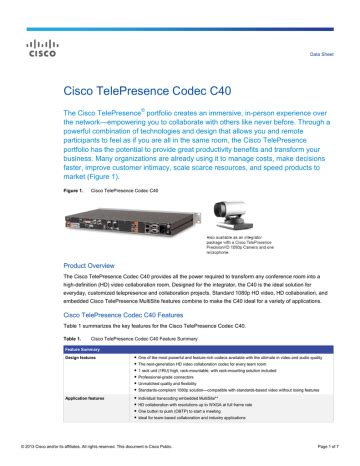 Read Online Codec C40 User Guide 