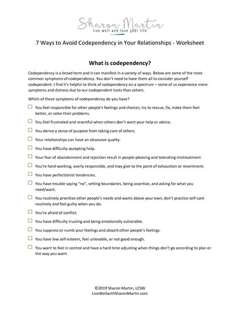 Codependent No More Printable