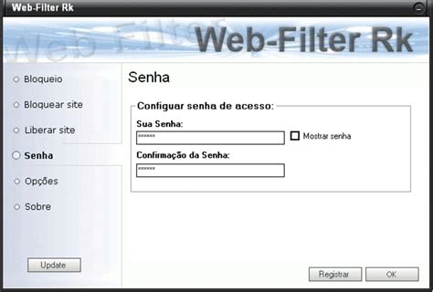 codigo de registro do web filter rk