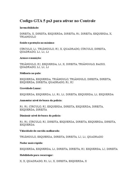 Codigo Do Gta V Ps3